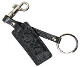 Dolce & Gabbana Black DG Logo Leather Silver Metal Keychain -  Men´s Keychains -  Dolce & Gabbana.
